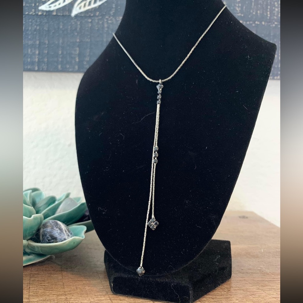 Long Dangling Chain Necklace with Minimal Beading